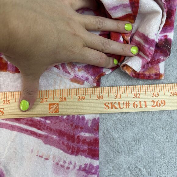 Ali Miles Linen Blazer Jacket Size 3X Pink Abstract Tulip Sleeve Artsy Lagenlook - Picture 10 of 14